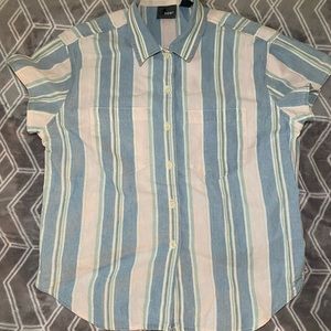 Vintage Lizwear Striped Cotton Buttondown Short Sleeved Shirt